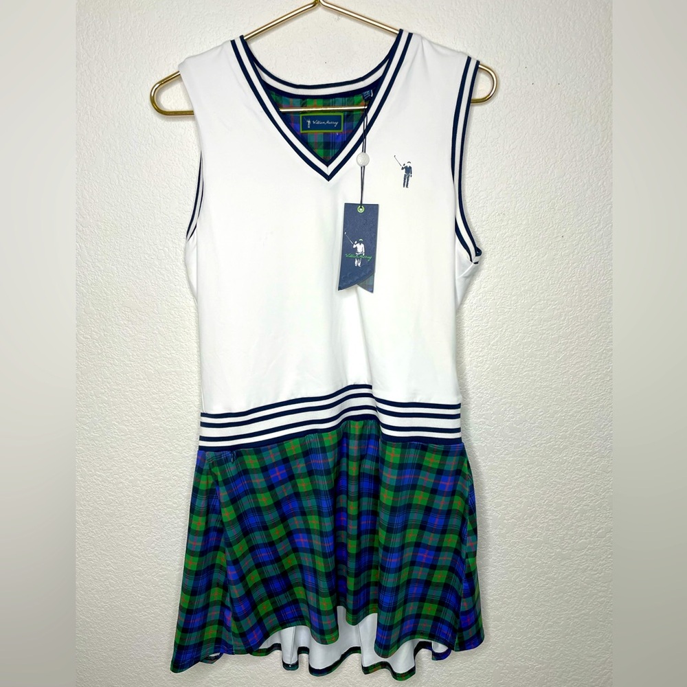 William Murray Golf White and Green Plaid Dress
